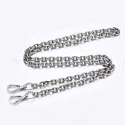 Correas de cadenas de bolsa, cadenas de eslabones de cable de hierro, con anillo de puerta de aleación de resorte, para accesorios de reemplazo de bolsas, Platino, 1190x9mm