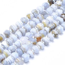 Chapelets de perles en agate avec dentelle bleue naturelle, facette, pépites, 10x4~7mm, Trou: 1.2mm, Environ 49 pcs/chapelet, 15.55 pouce (39.5 cm)
