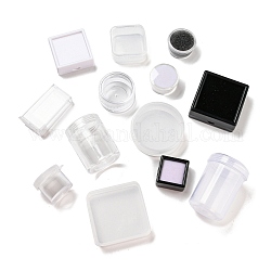 Recipientes de almacenamiento de abalorios de plástico, formas mixtas, color mezclado, 2.9~5.7x2.9~5.5 cm