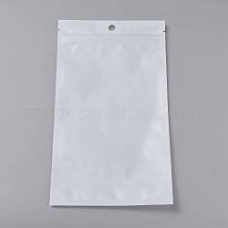 Sac de fermeture à glissière en plastique, sacs de rangement, sac auto-scellant, joint haut, avec fenêtre et trou de suspension, rectangle, blanc, 22x12x0.2 cm, épaisseur unilatérale : 3.1 mil (0.08 mm)