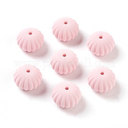 Food Grade Eco-Friendly Silicone Beads, Chewing Beads For Teethers, DIY Nursing Necklaces Making, Rondelle, Pink, 18x13.5mm, Hole: 1.5mm