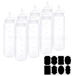 Пластиковые бутылочки, с завинчивающейся крышкой и дискретными измерениями, для кетчупа, соусы, покрасить, и более, с наклейками на доске, разноцветные, 24.5x6.7 см, мощность: 600мл