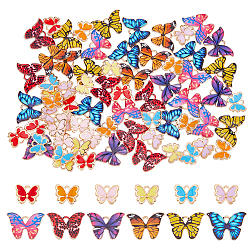 DICOSMETIC 72Pcs 12 Styles Alloy Enamel Charms, Light Gold, Butterfly Charm, Mixed Color, 10.5x13x2.5mm, Hole: 1.6mm, 6pcs/style