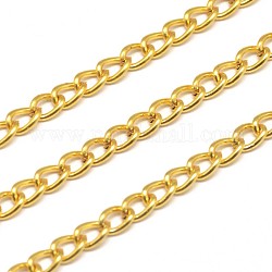 Electroplate Iron Curb Chains, Unwelded, with Spool, Lead Free & Nickel Free, Gold, 5x3x1mm, about 164.04 Feet(50m)/roll
