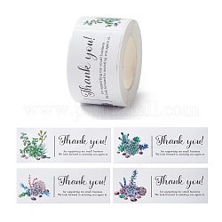 Grazie rotolo di adesivi, adesivi rettangolari con etichetta regalo di carta, etichette adesive adesivi, Modelli di piante, 3.3cm, adesivi: 80x30x0.1 mm circa 120 pezzi/rotolo