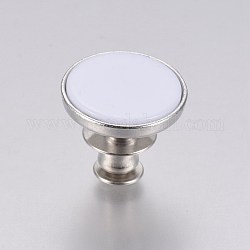 Alloy Button Pins for Jeans, with Resin, Flat Round, White, 16.5x14mm