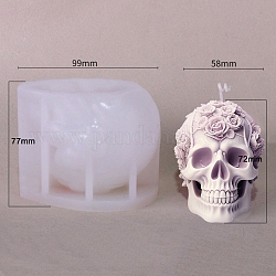 3d Halloween Totenkopf DIY Silikonkerzenformen, Aromatherapie-Kerzenformen, Formen zur Herstellung von Duftkerzen, weiß, 7x9.9x7.7 cm