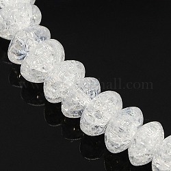 Synthetic Crackle Quartz Crystal Beads Strands, Rondelle, Clear, 8x4mm, Hole: 1mm, about 86pcs/strand, 15.3 inch