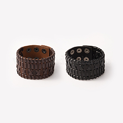 Bracelets en cuir, avec cordon de cuir imitation et accessoires en fer de ton argent antique, couleur mixte, 223x38x4mm