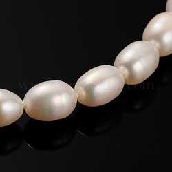 Natural Cultured Freshwater Pearl Oval Beads Strands, Bisque, 7~8mm, Hole: 0.8mm, about 44pcs/strand, 14.96inch
