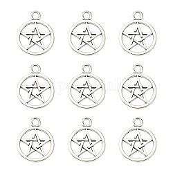 Stile tibetano ciondoli pentagramma,  cadmio& piombo libero, argento antico, 26x21x2mm, Foro: 3 mm