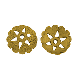 6 -petal Herzen tibetischen Stil Legierung Perlkappen, cadmiumfrei und bleifrei, Antik Golden, 19x6 mm, Bohrung: 2.5 mm