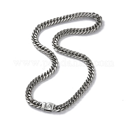304 in acciaio inossidabile collane a catena Cuban Link, colore acciaio inossidabile, 23.94 pollice (60.8 cm)