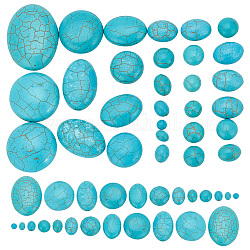 Cabochon turchesi sintetici arricraft 132 pz 14 stili, tinto, ovale e mezzo giro, cielo blu, 6~40x6~30x3~18mm