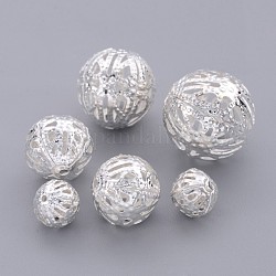 アイアン製透かしビーズ  フィリグリーボール  銀色のメッキ  直径約6-16mm  厚さ6-15mm  穴：1-6mm  約200 G /袋