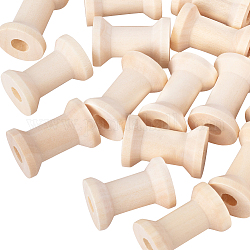 Olycraft 50 piezas madera natural sin terminar bobinas vacías carretes de hilo de madera burlywood para máquinas de bordado y coser, 0.6