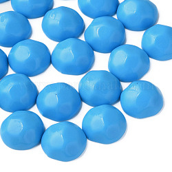 Undurchsichtigen Acryl Cabochons, facettiert, Halbrund, Deep-Sky-blau, 23x22x11 mm, ca. 140 Stk. / 500 g