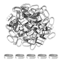 Unicraftale 80 pièces 304 breloques/perles coulissantes en acier inoxydable, pour la fabrication de bracelets en cuir, ovale, couleur inoxydable, 3.5x11.6x6.6mm, Trou: 9.2x4.5mm