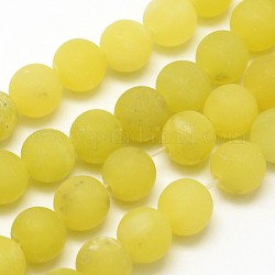Natur Zitrone Jade runde Perlen Stränge, matt, Runde, 6 mm, Bohrung: 0.8 mm, ca. 60 Stk. / Strang, 14.1 Zoll