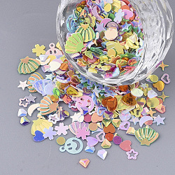 Accesorios del ornamento, paillette plástico pvc / cuentas de lentejuelas, formas mixtas, color mezclado, 2.5~8x2~8x0.4~0.7mm, agujero: 0.9 mm