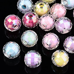 Transparent Acrylic Beads, Bead in Bead, AB Color, Faceted Round, Mixed Color, 8mm, Hole: 2mm