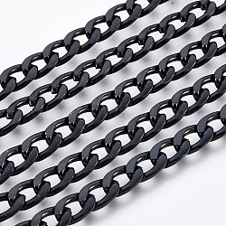 Catene alluminio  catene curb, senza saldatura, ossidato in nero, misura:ciraca catene:9mm di lunghezza, 5 mm di larghezza, 1.5 mm di spessore