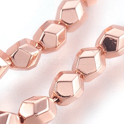Electroplated Non-magnetic Synthetic Hematite Bead Strand, Oval, Faceted, Rose Gold Plated, 5x4x4mm, Hole: 0.7mm, about 80pcs/strand, 15.7 inch(40cm)