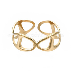 304 offener Manschettenring aus Edelstahl, stämmiger hohler Ring für Frauen, golden, uns Größe 8 1/4 (18.3mm)