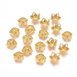 Coppette copriperla di perline stile tibetano,  cadmio& piombo libero, 5 -petal, fiore, oro, 10x4mm, Foro: 1 mm
