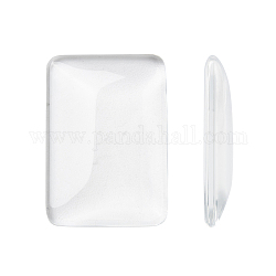 Cabochons de verre transparent de rectangle, clair, 33x23x5~6.5mm