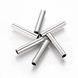 201 Stainless Steel Tube Beads, Stainless Steel Color, 25x5mm, Hole: 4mm