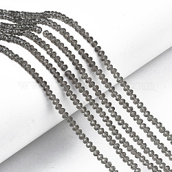 Chapelets de perles en verre, facette, rondelle, gris foncé, 3.5x3mm, Trou: 0.4mm, Environ 123~127 pcs/chapelet, 13.78 pouce ~ 14.17 pouces (35~36 cm)