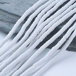 Distanziatori di perline di argilla polimerica fatti a mano ecologici rotondi piatti, grigio chiaro, 4x1mm, Foro: 1 mm, circa 380~400pcs/filo, 17.7 pollice