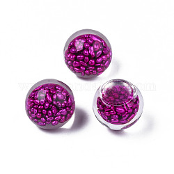Полупрозрачные акриловые кабошоны, с камнем, круглые, средне фиолетовый красный, 18x15.5~16 мм