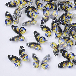 Cabochons en plastique, papillon, jaune, 9.5x10.5x3mm