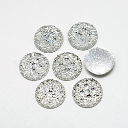 Cabochons in resina, placcato argento inferiore, mezzo tondo/cupola, bianco, 20x3.5~4mm