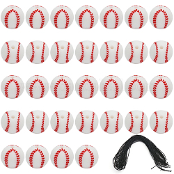 Chgcraft bricolage kit de fabrication de bracelet en perles en forme de baseball, y compris les billes de silicone, Cordon en coton ciré, blanc, perles: 10x9.5 mm, Trou: 2mm, 36 pcs / boîte
