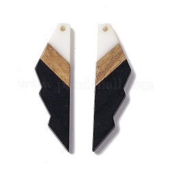 Grandi pendenti in resina opaca e legno di noce, ciondoli a forma frastagliata, nero, 53x14x3mm, Foro: 2 mm