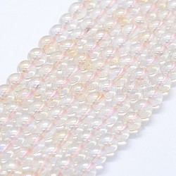 Chapelets de perles de citrine naturelle, de couleur plaquée ab , ronde, 6mm, Trou: 0.8mm, Environ 66 pcs/chapelet, 15.75 pouce (40 cm)