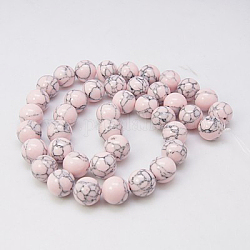 Chapelets de perles en turquoise synthétique, teinte, ronde, blush lavande, 8mm, Trou: 1mm, Environ 50 pcs/chapelet, 15.7 pouce