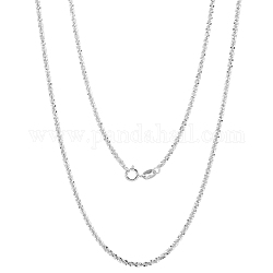 Ожерелье-цепочка из 925 стерлингового серебра с тонкими изящными звеньями для женщин и мужчин, серебряные, 21.65 дюйм (55 см)