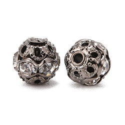 Messing Legierung Strass Perlen, Klasse A, Metallgrau, Runde, Kristall, 6 mm, Bohrung: 1 mm