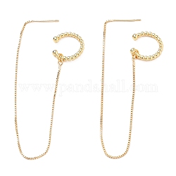 Brass Ear Threads, Cuff Earrings, with Box Chains, Golden, 150mm, Pin: 1mm