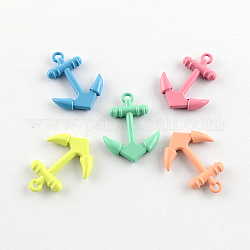 Lovely Anchor Pendants, Spray Painted Cadmium Free & Lead Free Alloy Pendants, Mixed Color, 26x19x3mm, Hole: 2mm