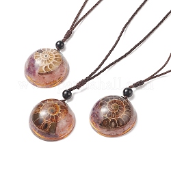 Collar con colgante de concha semicircular de piedras preciosas naturales mixtas, joyas de piedras preciosas para mujeres, 31.50 pulgada (80 cm)