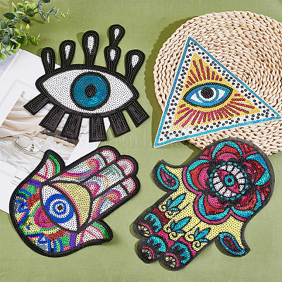 1pc Evil Eye & Hamsa Hand Embroidered Patch