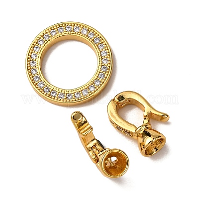 Anello in ottone micro pavé zirconi cubici trasparenti fermagli pieghevoli all'ingrosso
