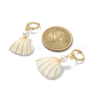 Boucles D'oreilles Dormeuses Perles De Culture Nacré - Plaqué Or Jaune, Neuves Avec étiquettes