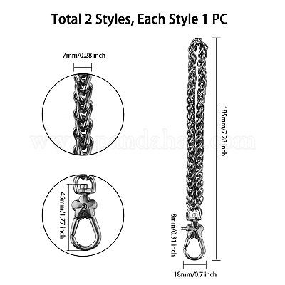 CHGCRAFT 2pcs Platinum Iron Purse Strap Chains Handbag Clutch Bag  Replacement Straps Accessories with Alloy Swivel Clasp for DIY Shoulder  Cross Body Bag Chain 47.2 inches 