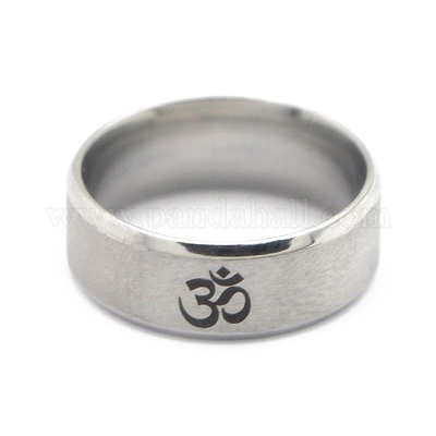 Ohm aum th me yoga bague en acier inoxydable plaine pour hommes